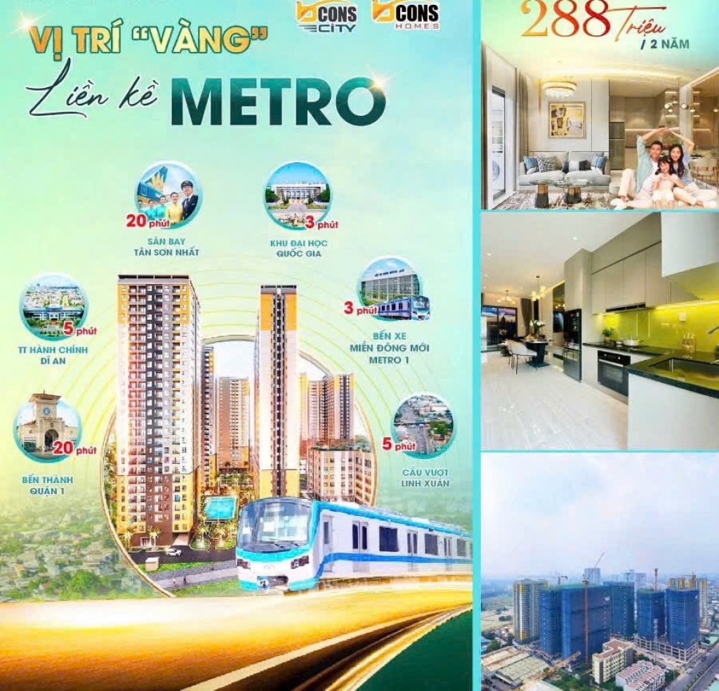 2TỶ2(2PN-2WC) full VAT-TẶNG NT-TẶNG HĐ THUÊ 288TR-NGAY GA METRO SUỐI TIÊN