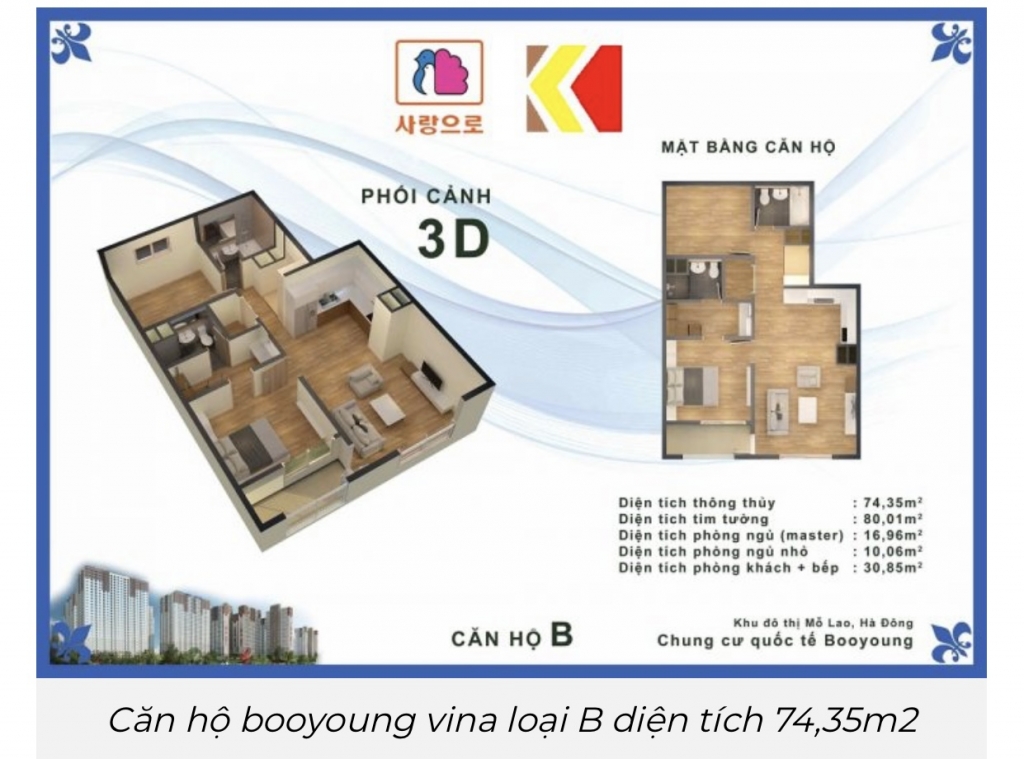 Chính chủ bán căn hộ tầng chung toà CT7 Booyoung Vina Hà Đông