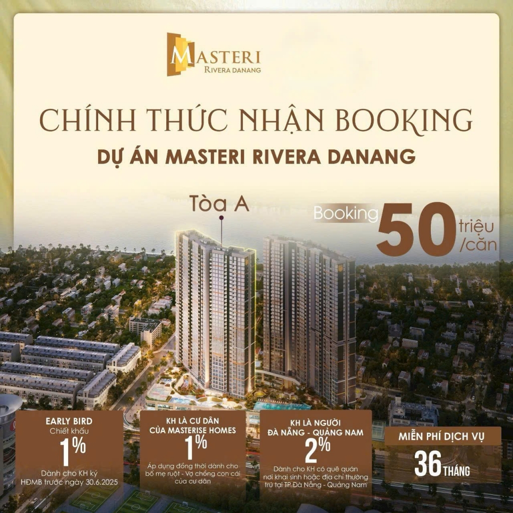 TRẢ TRƯỚC CHỈ 750 TRIỆU SỞ HỮU CĂN HỘ HÀNG HIỆU MASTERISE HOMES TẠI TRUNG TÂM Đà Nẵng